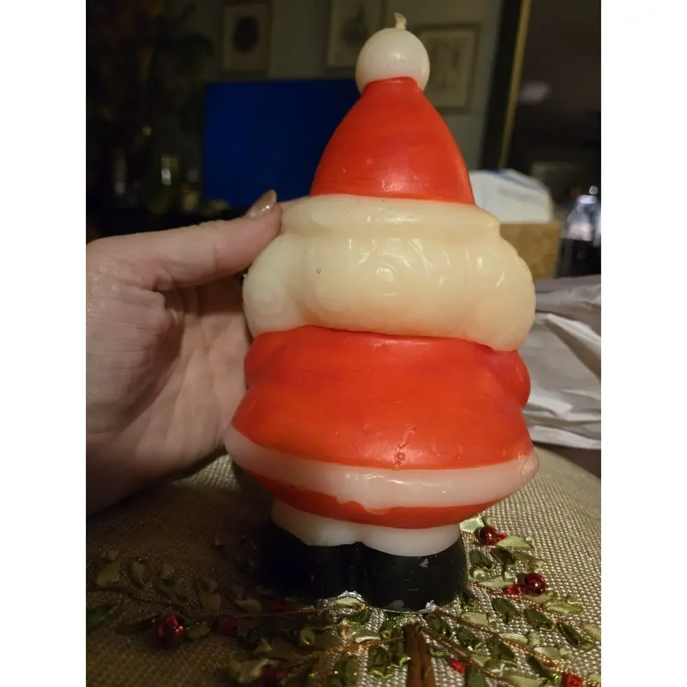 Hallmark Santa Claus Candle Jolly Design 1980s Vintage Made In Hong Kong